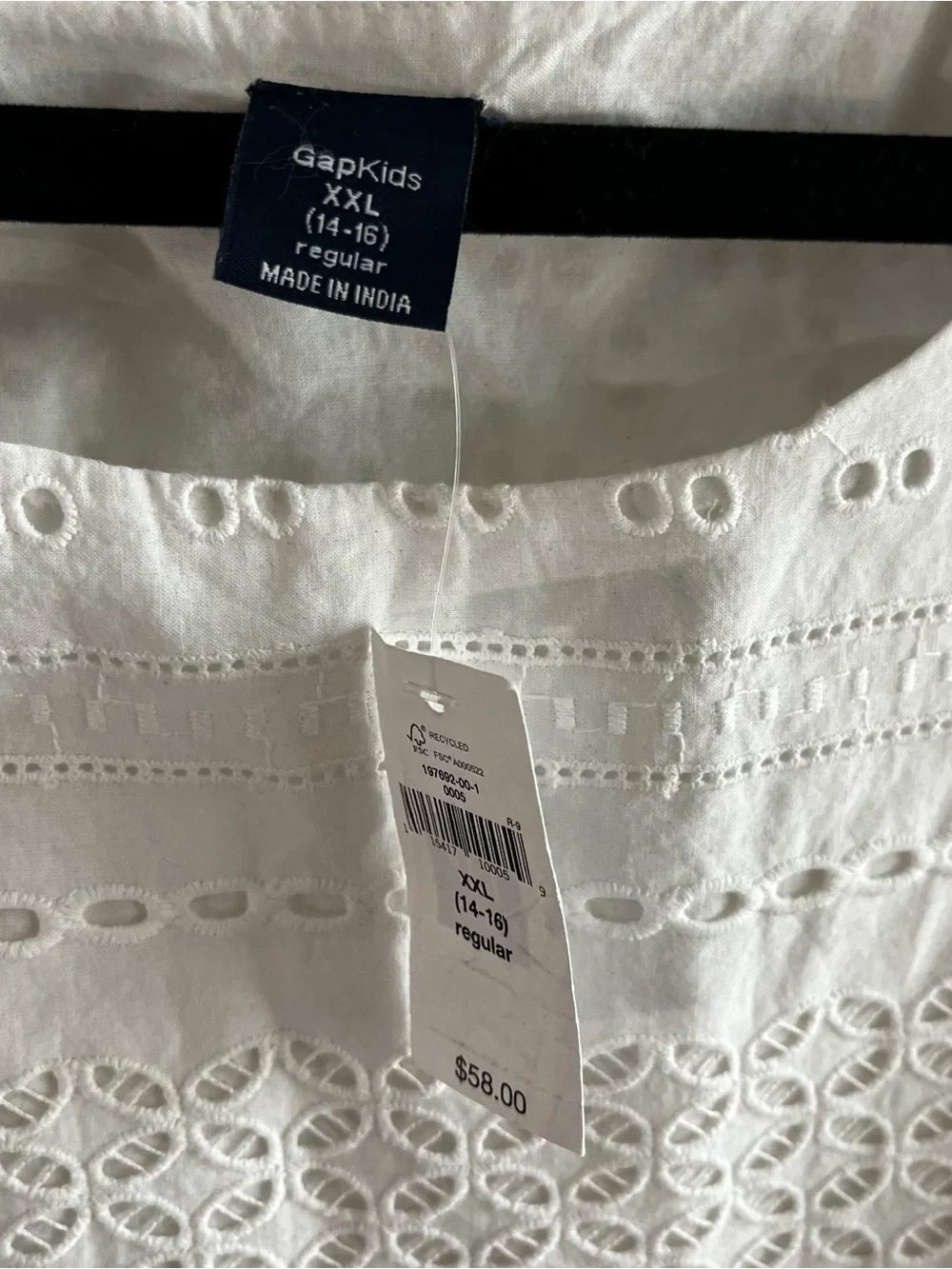 Gap White Eyelet Sleeveless Dress Girls Sz XXL 16 NWT
